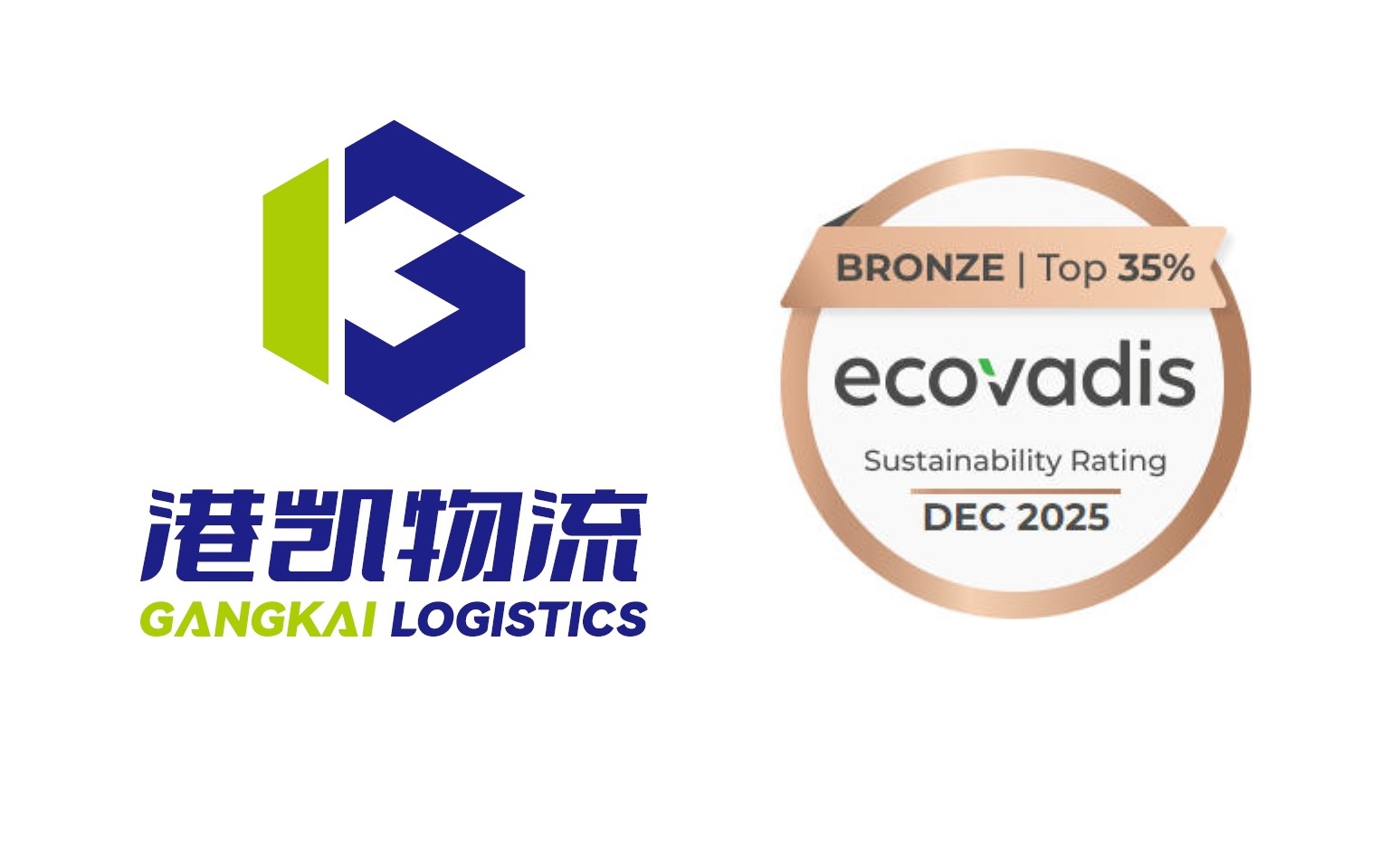 GangKai Logistics has been awarded the Bronze rating by EcoVadis.